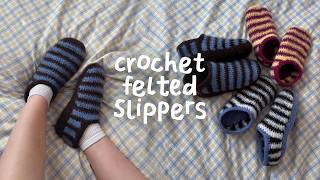 crochet striped felted slippers tutorial