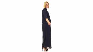 Alex Evenings Women's Long Dress with Mandarin Neckline Jacket (Regular Petite Plus)