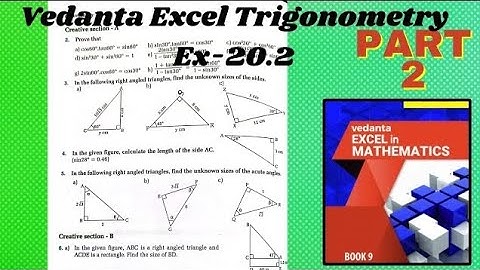 Class-9 Vedanta Excel in Mathematics Trigonometry solution (Ex-20.2) part 2