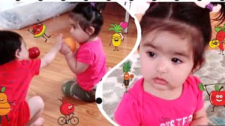 Cute little babies playing together-Playing with fruits and fighting for fruits🤩Brother Sister Love