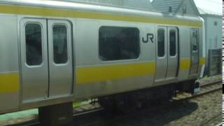 総武線２０９系５００番台とＥ２１７系の並走シーン（市川～小岩・新小岩間）