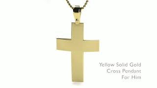 Yellow Solid Gold Cross Pendant For Man 9K/14K/18K Baptism Cross