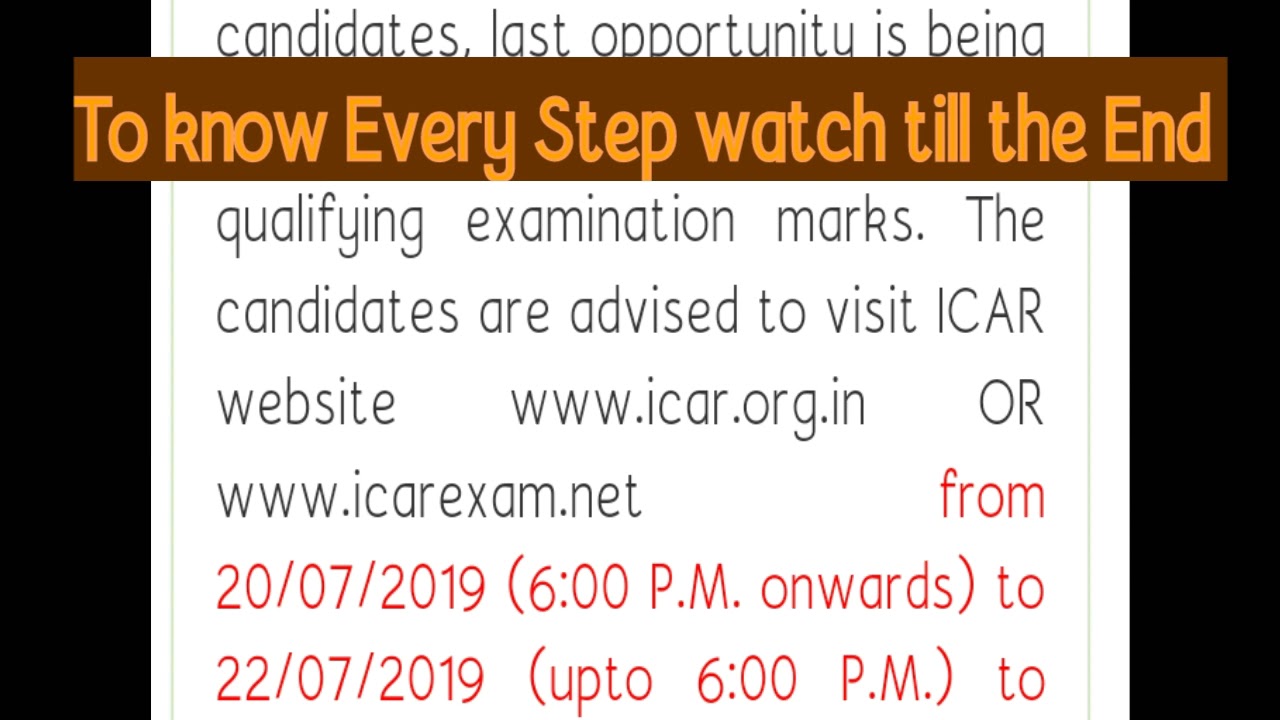 ICAR Counselling 2019 || important notification about counseling