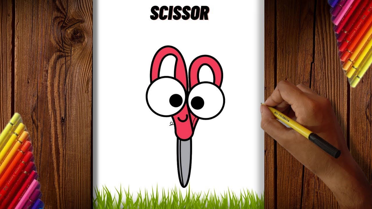 How to draw a Scissors for kids | Scissors Easy Draw Tutorial