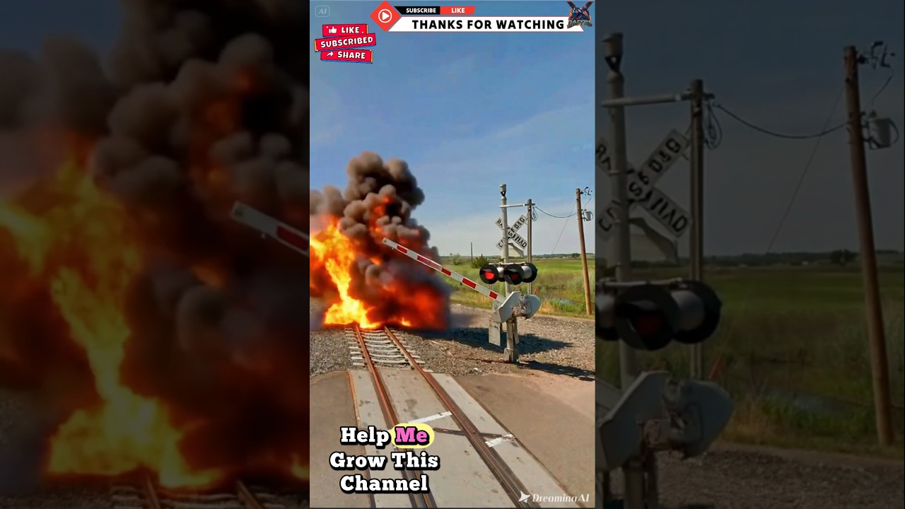 Huge Explosion at Railroad Crossing 😱🔥.