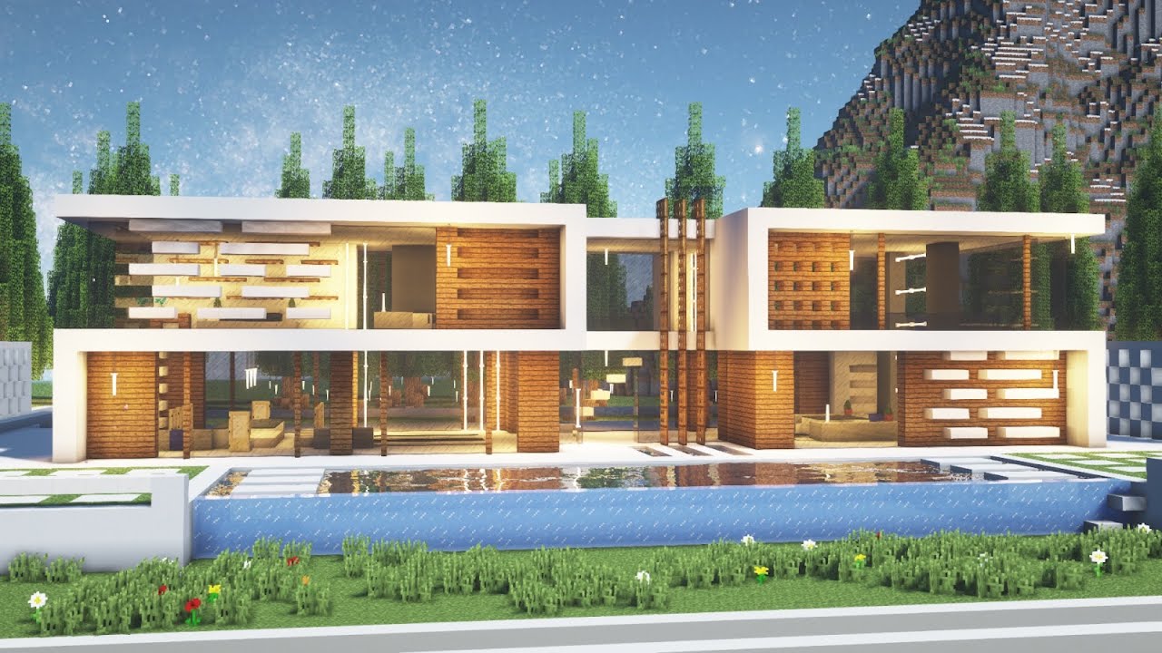 Minecraft tutorial: How to BUILD an easy MODERN HOUSE Tutorial (#2 ...