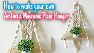 DIY Aesthetic Macrame Plant Hanger  || cara membuat gantungan pot makrame aesthetic sendiri