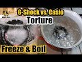 G Shock vs. Casio Torture test 1 - freezing and cooking