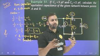 Ex-51 Electrostatic potential and capacitance/if C1=3pf and C2= 2pf calculate the equivalent capacit