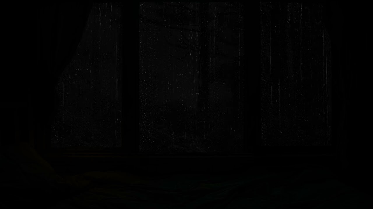 창밖에 내리는 밤의 폭우가 지친 하루를 편안하게 마무리하는 데 도움을 줍니다 - 블랙 윈도우 ⛈️💤💧