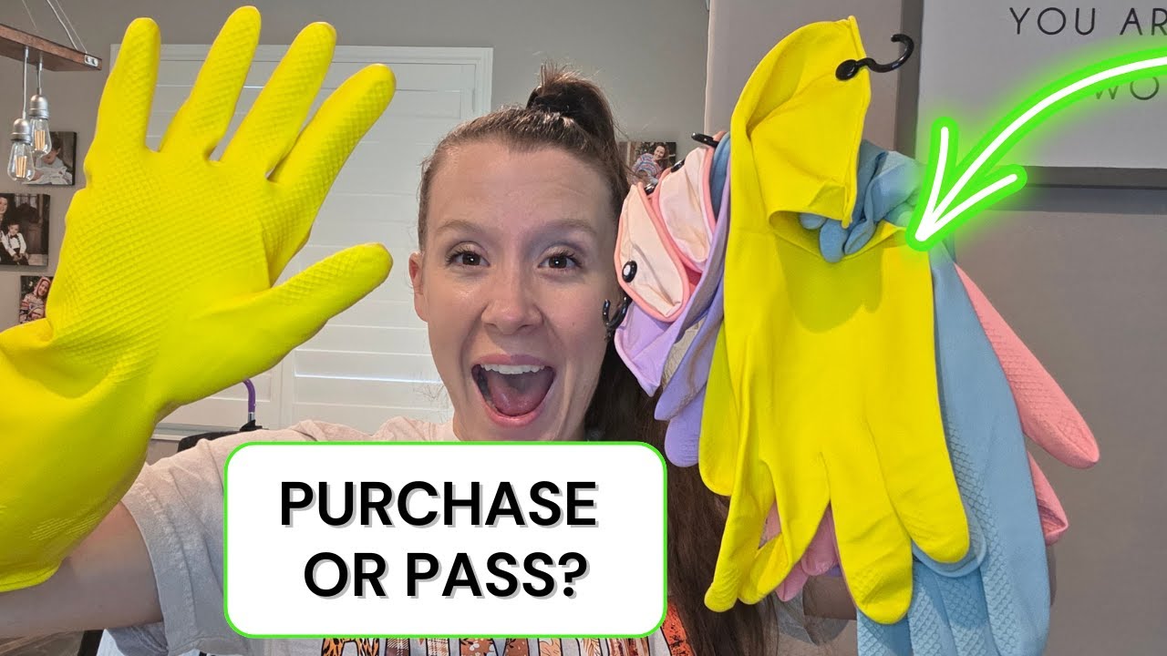 Best Dishwashing Gloves 🧼 4 Pairs Rubber Kitchen Cleaning Gloves with Hooks | Household Essentials