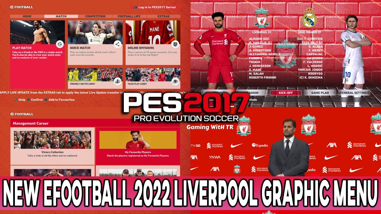 PES 2017 NEW EFOOTBALL LIVERPOOL GRAPHIC MENU - YouTube