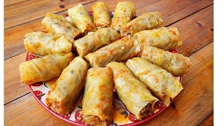 THE BEST CABBAGE ROLLS EVER! Meat stuffed cabbage rolls! AZERBAIJANI STYLE CABBAGE DOLMA / ASMR