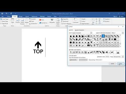 How to type Top With Upwards Arrow Above in Word