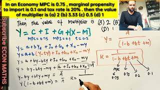 In an Economy MPC is 0.75, marginal propensity to import is 0.1 and tax rate is 20%. find Multiplier In an Economy MPC is 0.75, marginal propensity to import is 0.1 and tax rate is 20%. find Multiplier