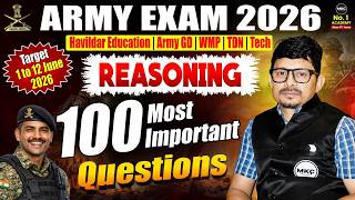 Army Reasoning Practice Set | Army GD/Tech/TDN/WMP Reasoning Questions |100 Most Important Questions