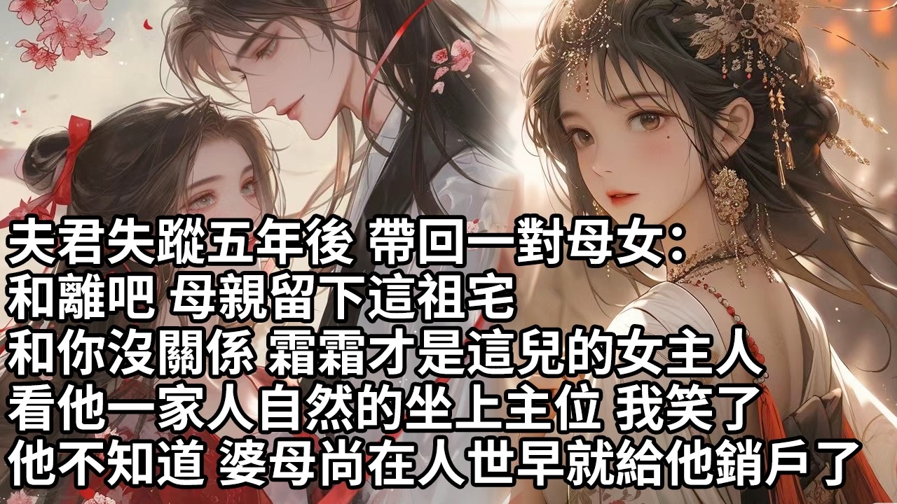【一口氣看完】夫君失蹤五年後 帶回一對母女：和離吧 母親留下這祖宅，和你沒關係 霜霜才是這兒的女主人，看他一家人自然的坐上主位 我笑了，他不知道 婆母尚在人世早就給他銷戶了【許青瑟】【大女主】