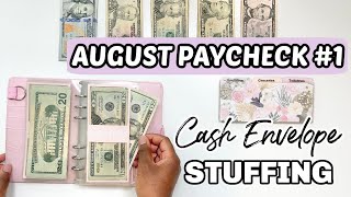 AUGUST CASH ENVELOPE STUFFING FULL-TIME INCOME BUDGET | PAYCHECK #1 | Budget With Me | MONETS MONEY