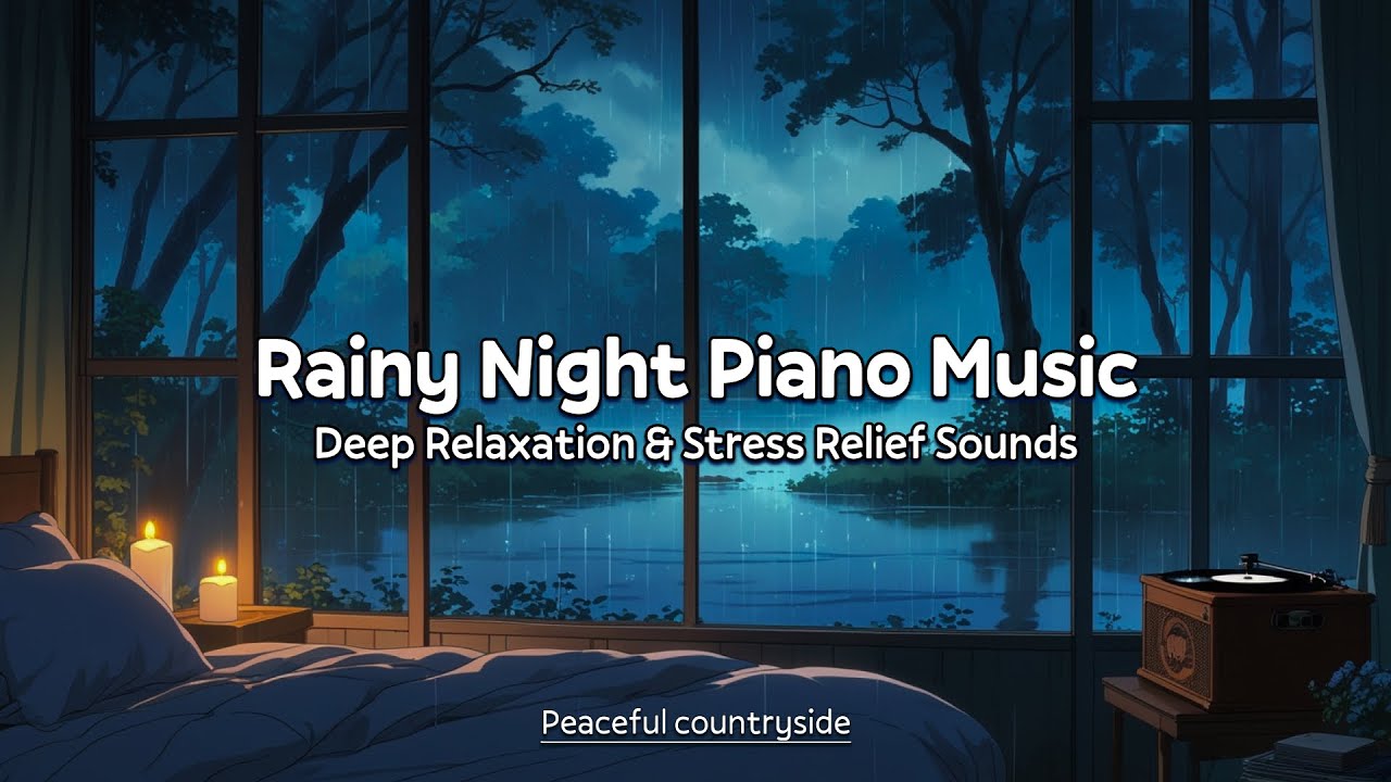 💤 Rainy Night Piano Music | Deep Relaxation & Stress Relief Sounds ...