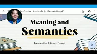 Midterm Exam Semantics: Summarize of Chapter One 'Meaning and Semantics'