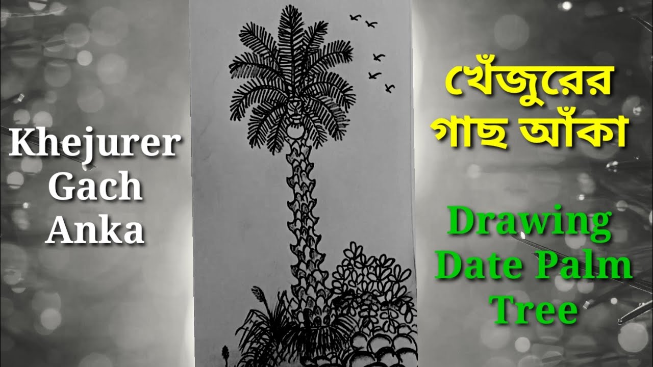 Date Palm Tree Drawing 🌴 Khejurer Gach Anka 🌴 খেঁজুরের গাছ আঁকা🌴 DrawWithG.S143 | 