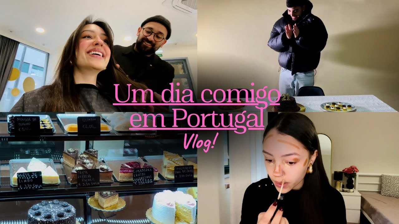 Um dia comigo em Portugal | Mudando o cabelo, maquia e fala, festa surpresa e autocuidado 🇵🇹