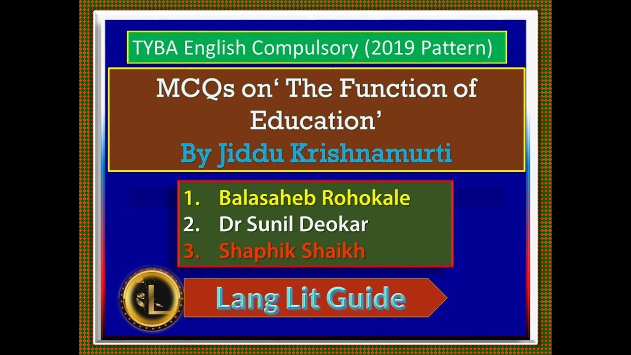 MCQs on 'Function of Education' | LangLit Guide