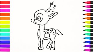 Christmas deer rudolph coloring pages