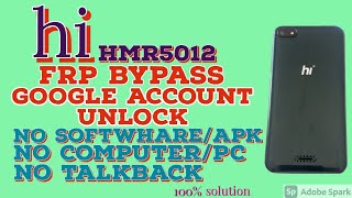 hi HMR5012 Google Account unlock without PC.hi HMR5012 frp bypass without PC