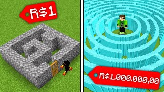LABIRINTO de R$1 vs LABIRINTO de R$1.000.000,00 no minecraft