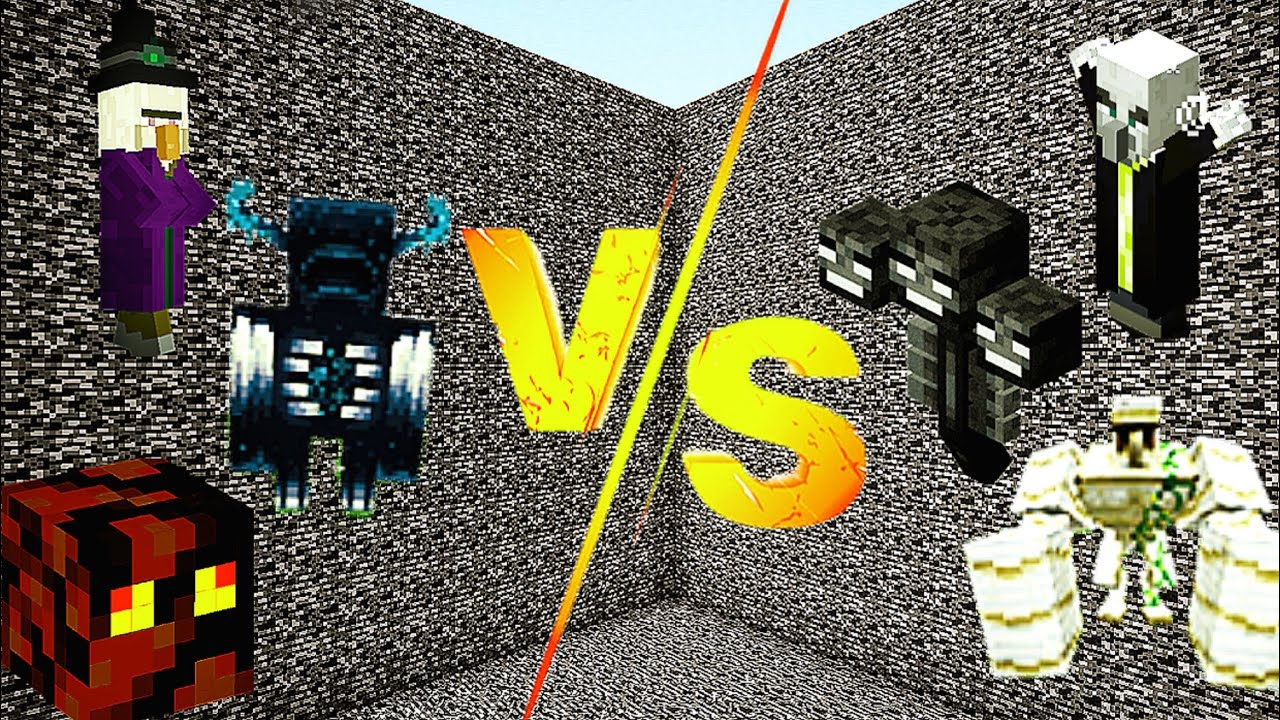 Minecraft: Warden vs Wither vs Magma slime vs Buffed Iron golem vs Witch vs Evoker