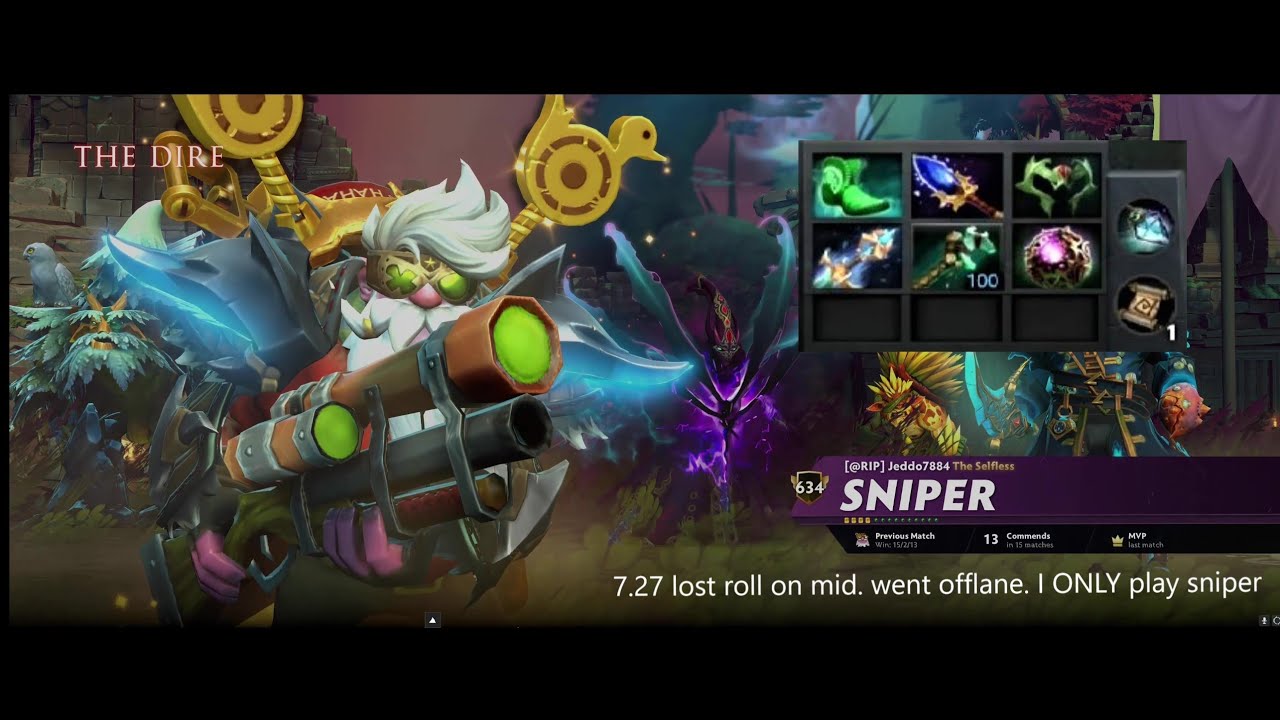 Lost Roll On Mid Sniper Support Offlane Dota 2 7 27 Youtube