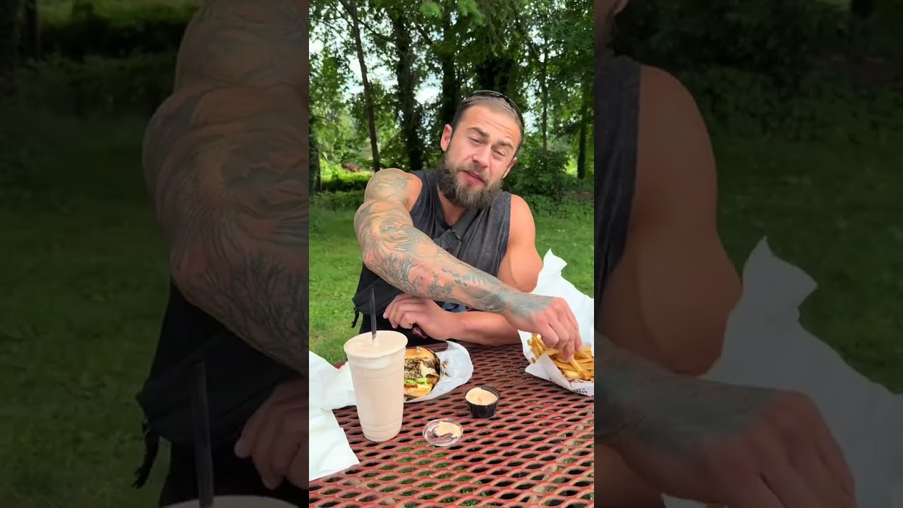 My first time experiencing a real huge dirty American burger and also ever dipping French