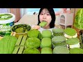 ASMR MUKBANG Matcha Green Tea Dessert Party Ice Cream Macaron Mochi Cookie 