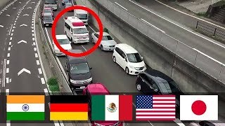 ⛔Cuando pasa una ambulancia ¿Cómo reaccionan los coches en diferentes países?