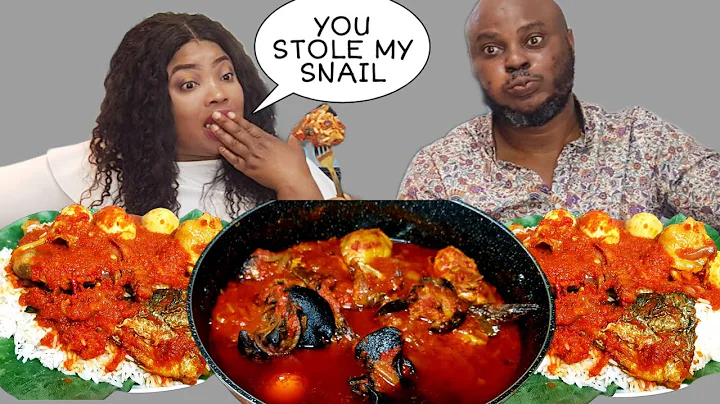 *HILARIOUS* HUSBAND STOLE WIFE SNAIL FROM HER FOOD | ASSORTED SNAIL FRESH TOMATO STEW & WHITE RICE