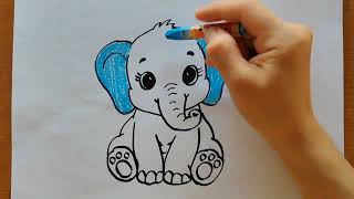 Cute Elephant Coloring 🐘🎨 | Relaxing Drawing & Coloring #008 #funnyvideo 