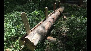 Short: Bushcraft swamp camp. A new way of splitting logs along. No talking