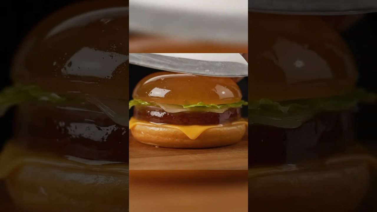 Unreal ASMR! 🍔 Knife Slices Transparent Jelly Burger | Ultra Satisfying Sounds