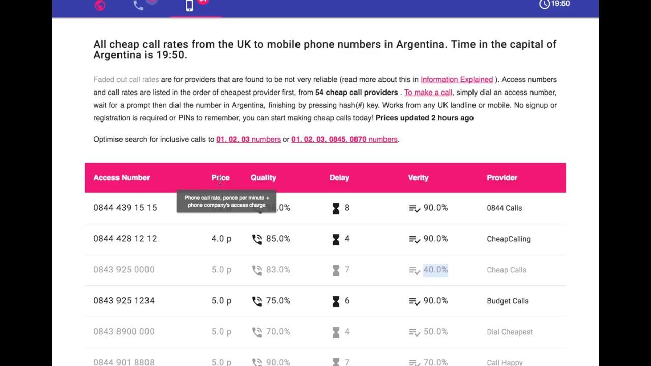 Free or cheap calls from United Kingdom to over 300 destinations