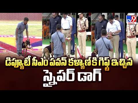 Police Dog Salutes & Presents Special Gift |డిప్యూటీ సీఎం పవన్ కళ్యాణ్ కి గిఫ్ట్ ఇచ్చిన స్నైపర్ డాగ్ - TV9