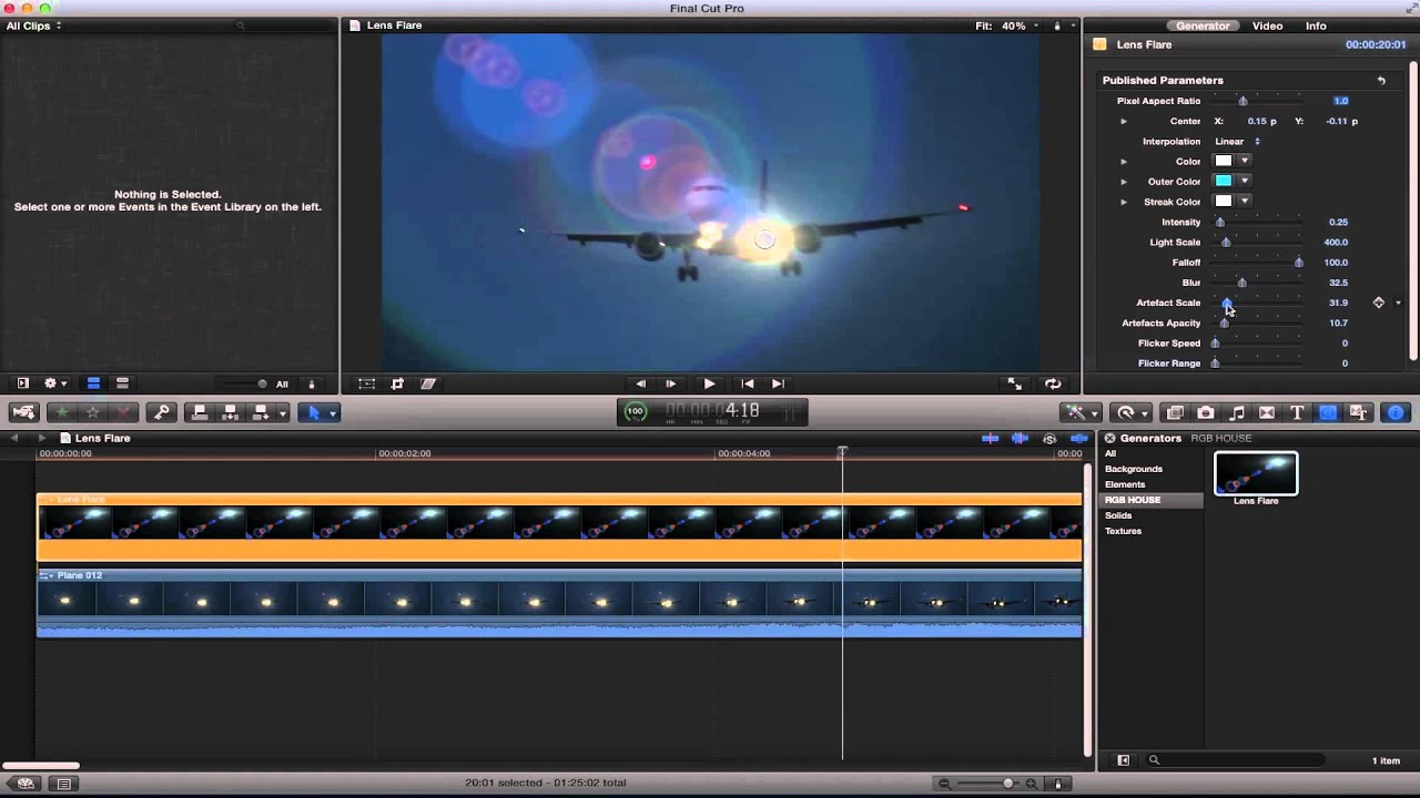 free final cut pro x lens flare