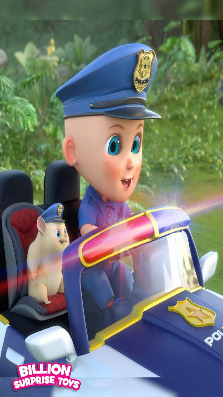 Baby Police tricks the big T-Rex in the forest #billionsurprisetoys #kidssongs #abctoys #police