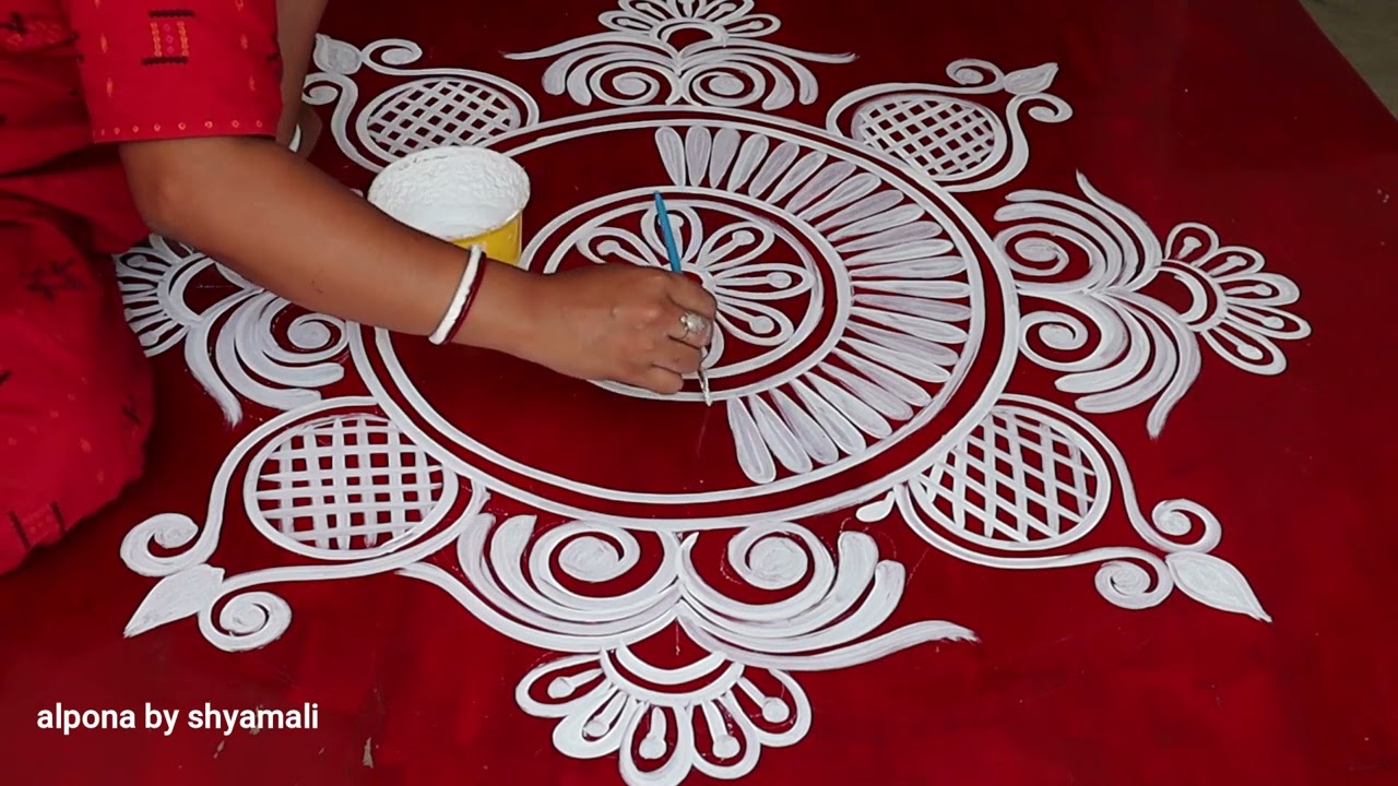 very simple alpona design / special alpona design for all festivals / kolam design
