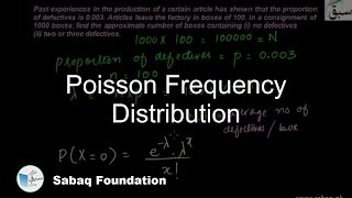 Poisson Frequency Distribution, Statistics Lecture | Sabaq.pk