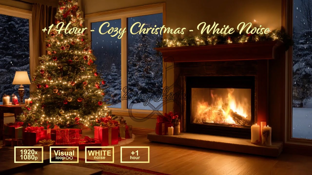 Cozy Christmas Fireplace Loop (1+ Hour) | Crackling Fire + Winter Wind (No Music)
