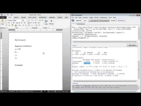 Simple Regression in R Commander