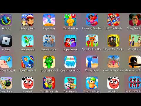 Roblox,Spranky Survival,Hide Ball,Relaxing Puzzle: Tricky Story,Layer Man,Count Masters,Going Balls