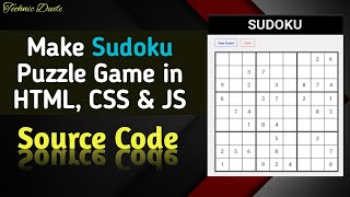 Sudoku : How to Make Sudoku Puzzle Game in Html CSS and JS