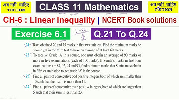 CH-6 : Linear Inequality | Exercise 6.1 | Q.21 To Q.24 | CLASS 11 Mathematics